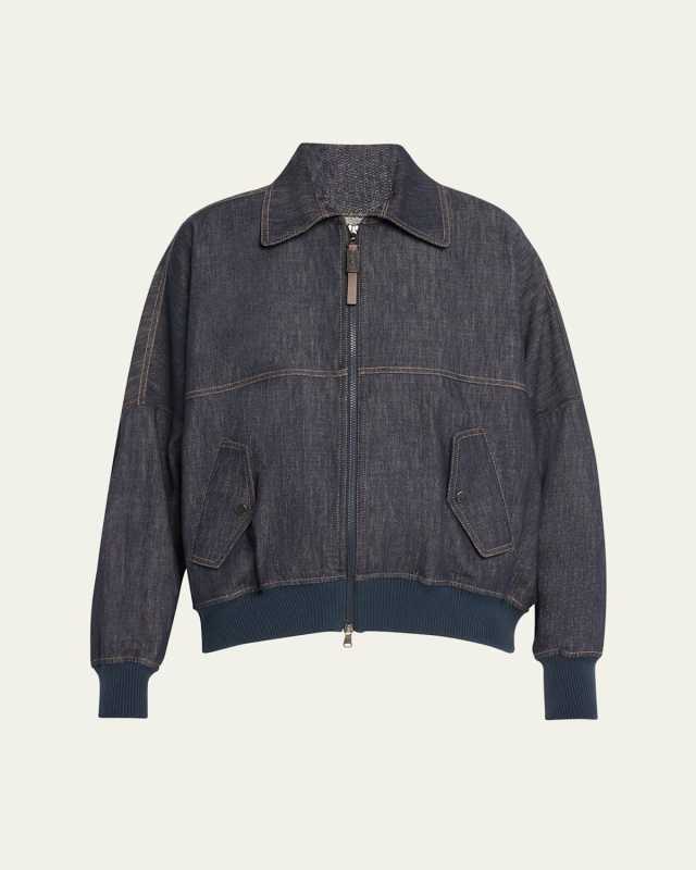 No Fade Denim Zip-Up Jacket
